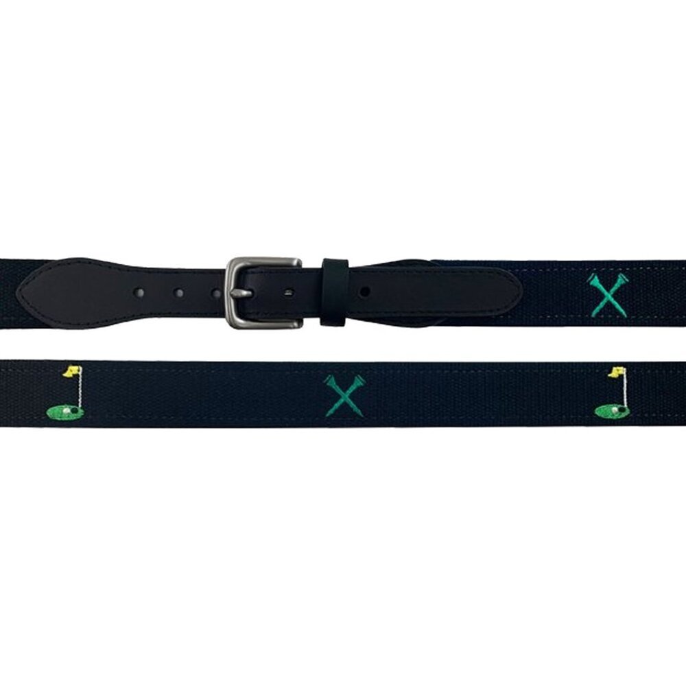 NWT Pebble Beach Men's Flagstick Print Golf Belt with Genuine Leather End 32 - Picture 2 of 2